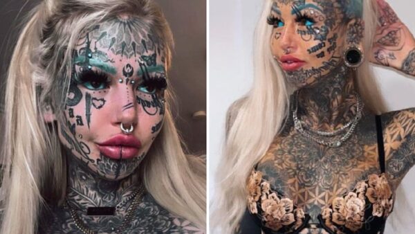 Amber Luke, la Australiana que realizó tatuajes en casi la totalidad de su cuerpo