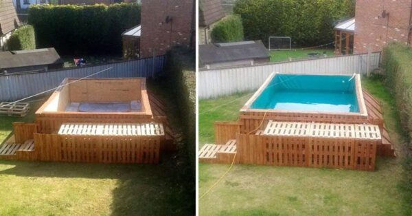 Aprenda a construir una piscina con paletas de madera por menos de $ 100