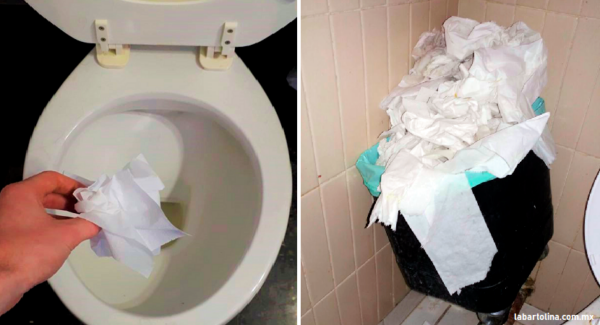 ¿Dónde es correcto tirar el papel higiénico?