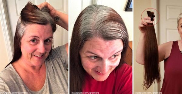 Mujer se cansa de teñir su cabello con canas y decide cortarlo muy corto