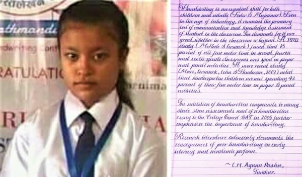 Paktriki Malla: Es premiada como la niña con mejor letra