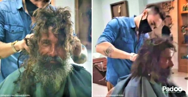 Peluquero cambia el look de un hombre que vivía en la calle, ahora es un galan