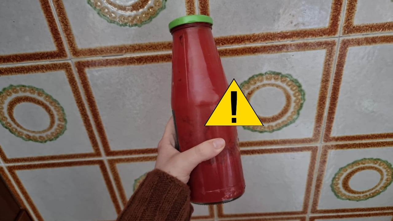 Botella de puré de tomate