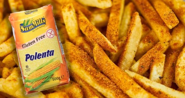 Receta de papas al horno crocantes agregando polenta