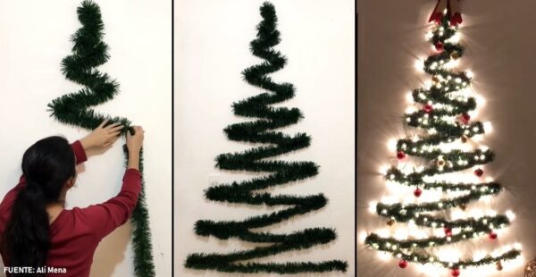 Truco para hacer un árbol de navidad en la pared con poco dinero