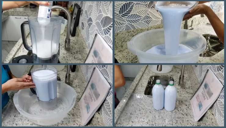 Ingredientes e passos para obter um detergente para a roupa