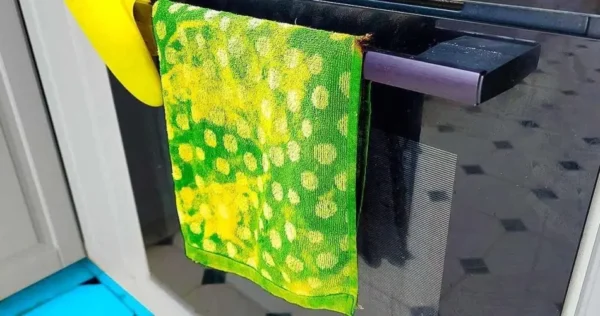 Por que não colocar um pano de prato na porta do forno?