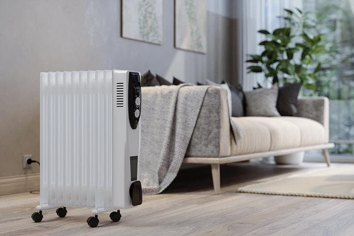 Radiador perto de móveis
