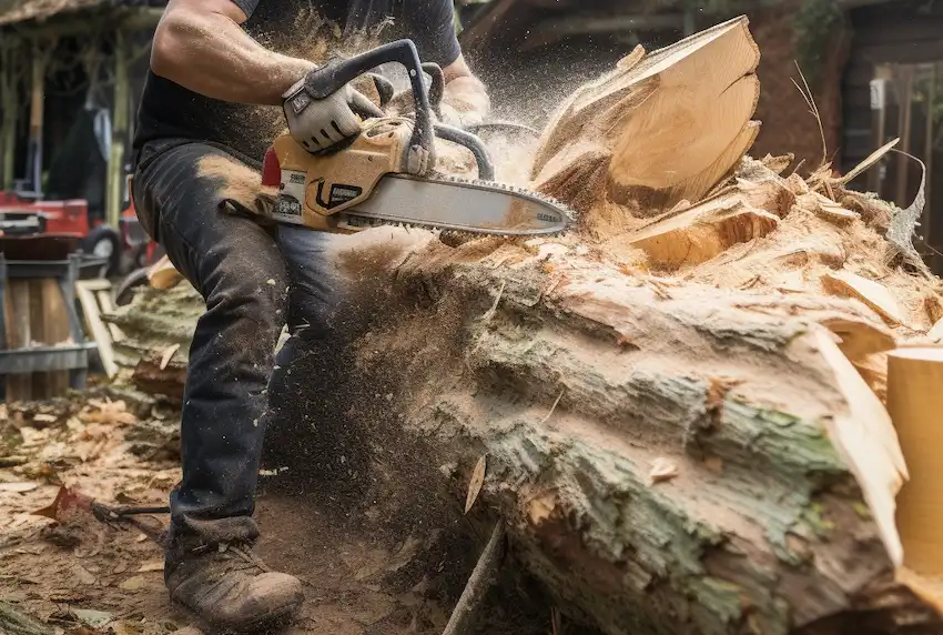 einen Baumstamm schneiden