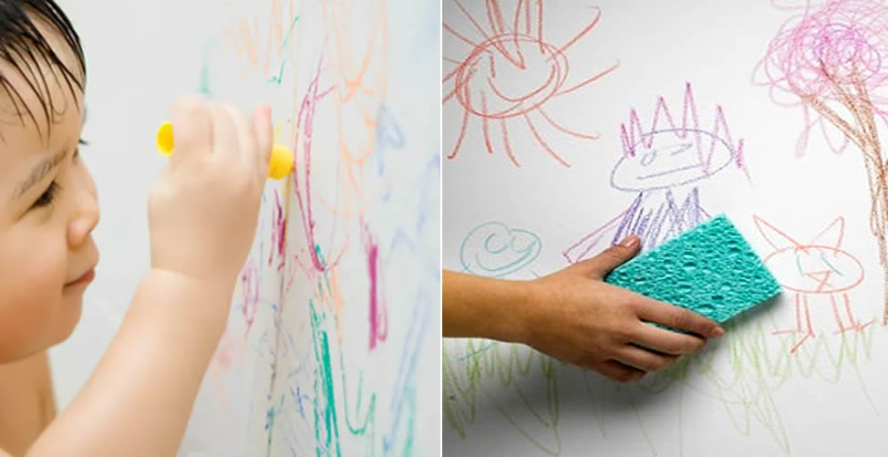 So entfernen Sie Wachsmalstifte von der Wand