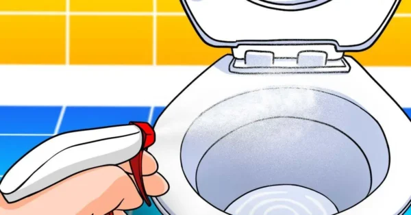 Besprühen Sie die Toilette mit dieser Mischung und warten Sie 10 Minuten. Die Toiletten werden mit Sauberkeit glänzen