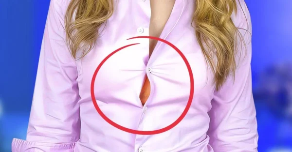 Bluse auf der Brust offen? Eine Nadel reicht aus, um dieses lästige Problem zu lösen