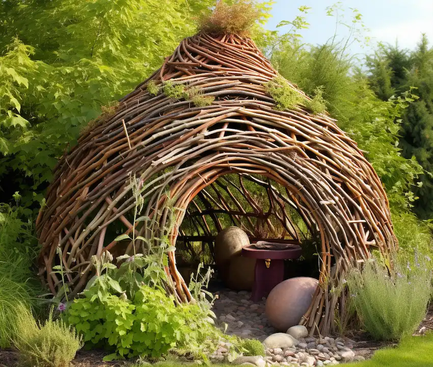 cupola di salice nel giardino di casa