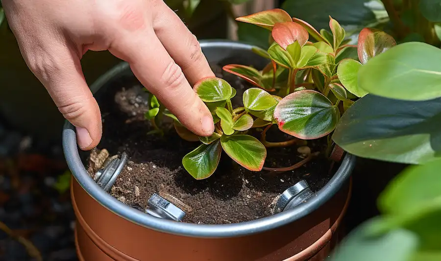 Magnet in einem Blumentopf