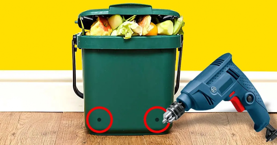 Deshalb müssen Sie zwei Löcher in den Boden des Korbs bohren