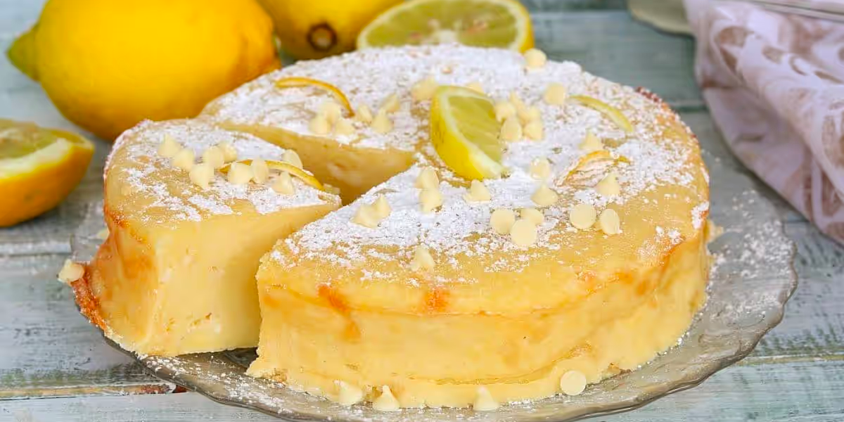 Flan-Kuchen mit Zitronen-Ricotta und weißer Schokolade