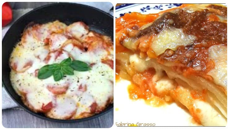 Portion Parmigiana-Kartoffeln in einer Pfanne