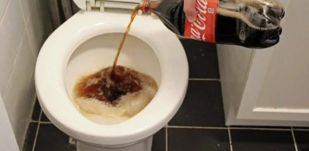 Ich beschloss, die Toilette mit Coca-Cola zu reinigen. Ich erzähle Ihnen vom Ergebnis, was am Ende passiert ist