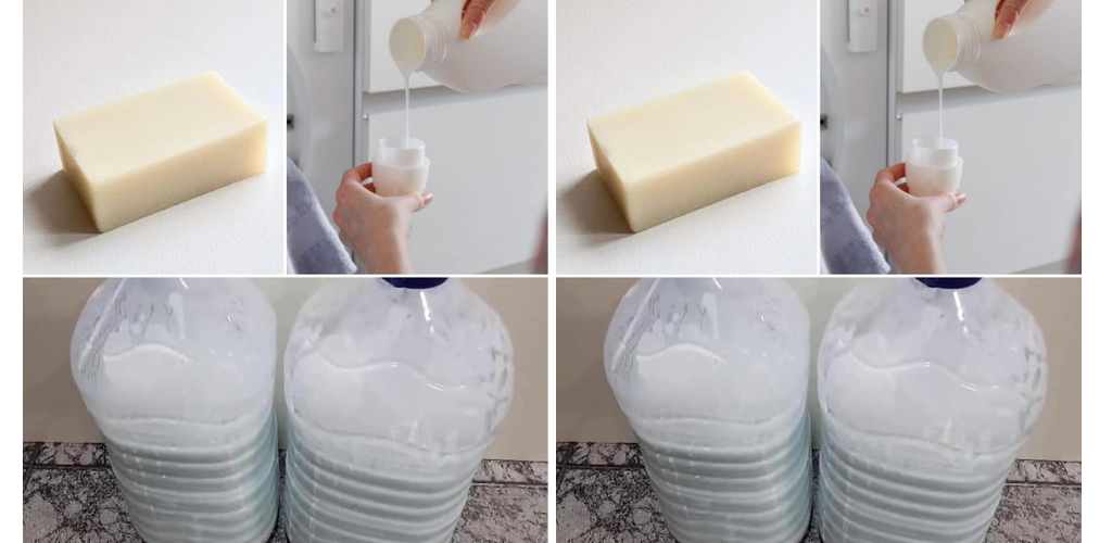 Kinderleichter Trick, um 1 Stück Seife in 3 Liter Flüssigwaschmittel umzuwandeln