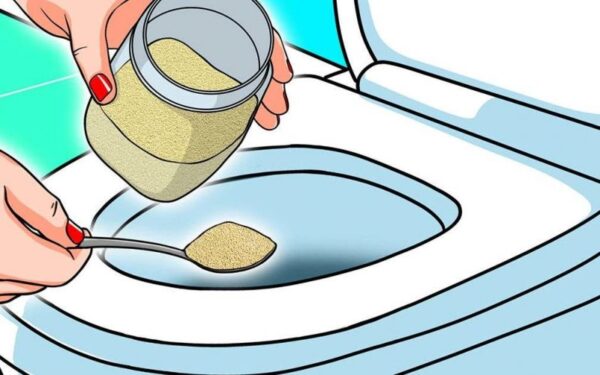 Legen Sie die Hefe vor dem Schlafengehen in die Toilette. Dies löst das größte Toilettenproblem