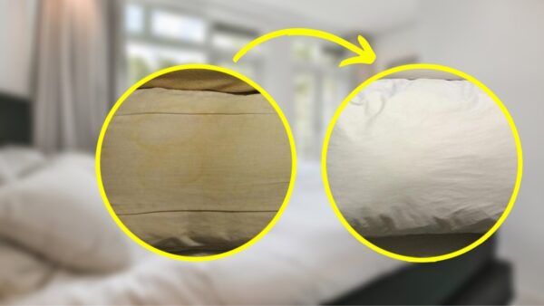 Mit Schweiß verschmutzte Kissen, das natürliche Heilmittel, das sie innerhalb von 2 Minuten aufhellt 