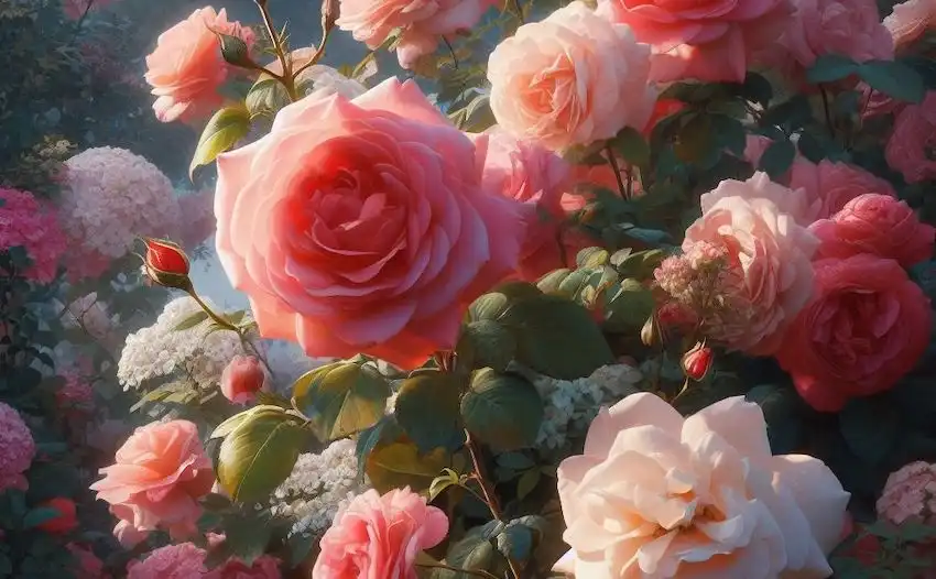 ein blühender Rosenstrauch