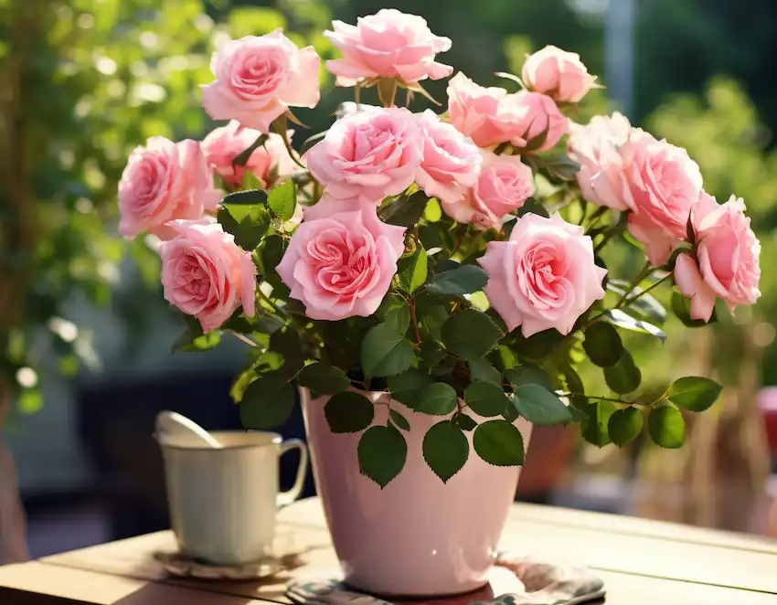 Rosa Rose in einem Topf