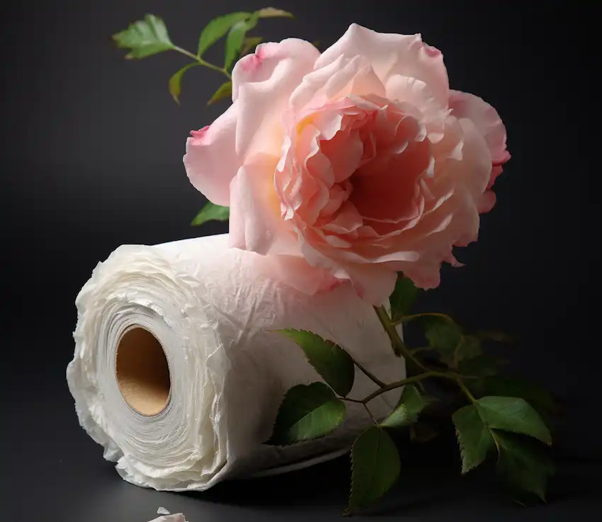 Rose und Toilettenpapier