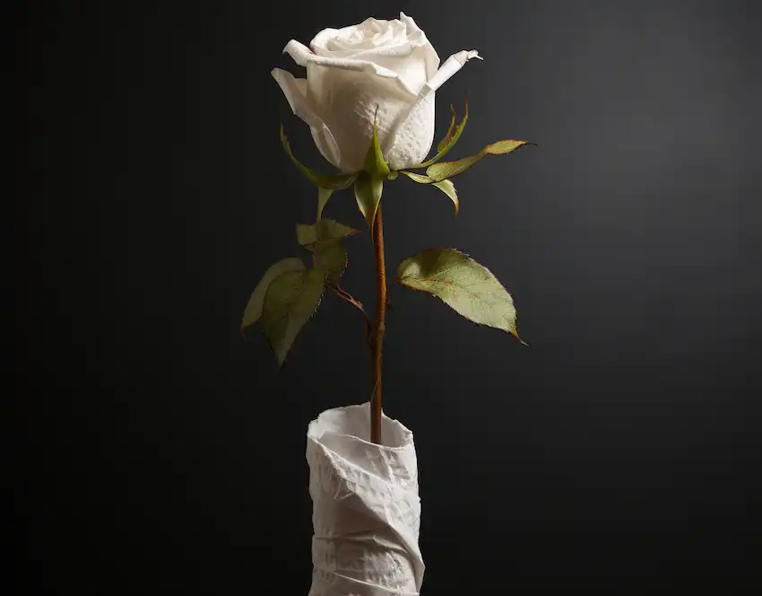 Rosenstiel in Toilettenpapier gewickelt