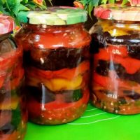 Salat aus Auberginen, Paprika und Tomaten (ohne Essig). Diese Dosen enden zuerst im Winter!