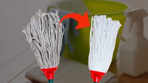 Schmutziger Wischmop, der Heimtrick, damit es in 5 Minuten wieder wie neu aussieht