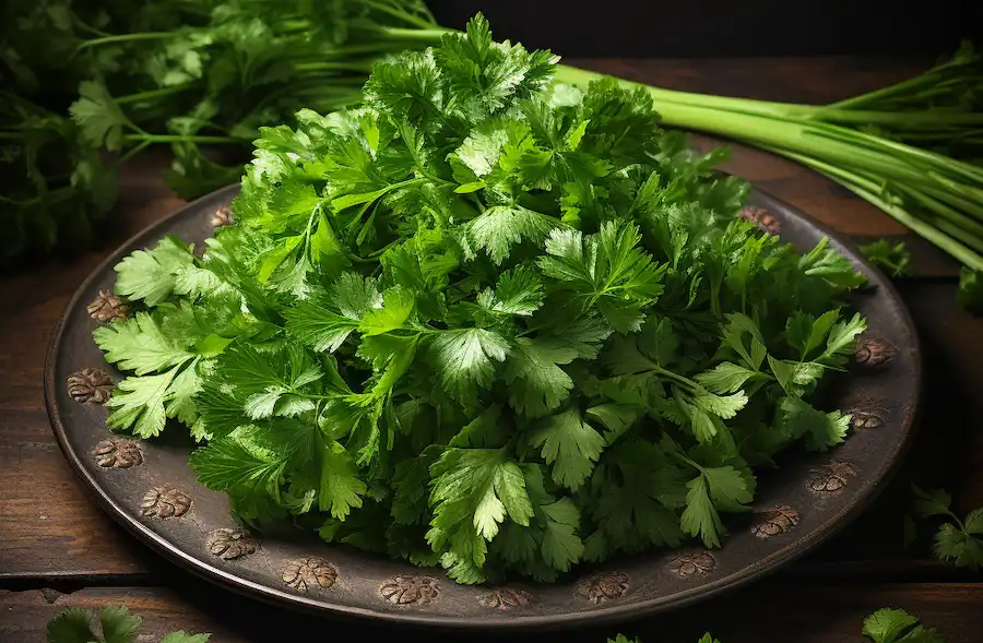 ein Teller mit Petersilie