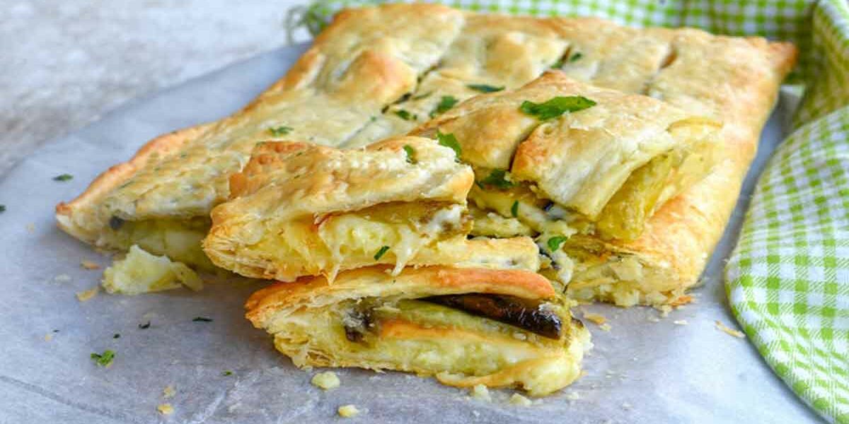 Sublime Blätterteigtaschen mit Mozzarella und Aubergine, perfekt köstlich mit 5 Zutaten