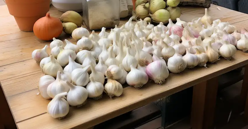 Knoblauch zum Anpflanzen vorbereitet
