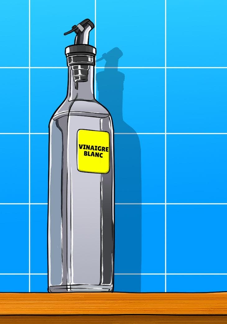 Eine Flasche letzten weißen Essig