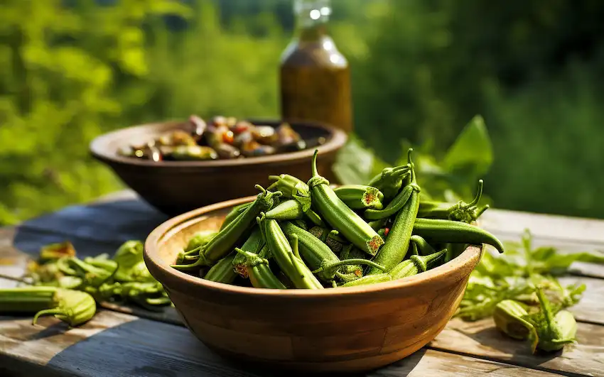 eine Schüssel mit Okra