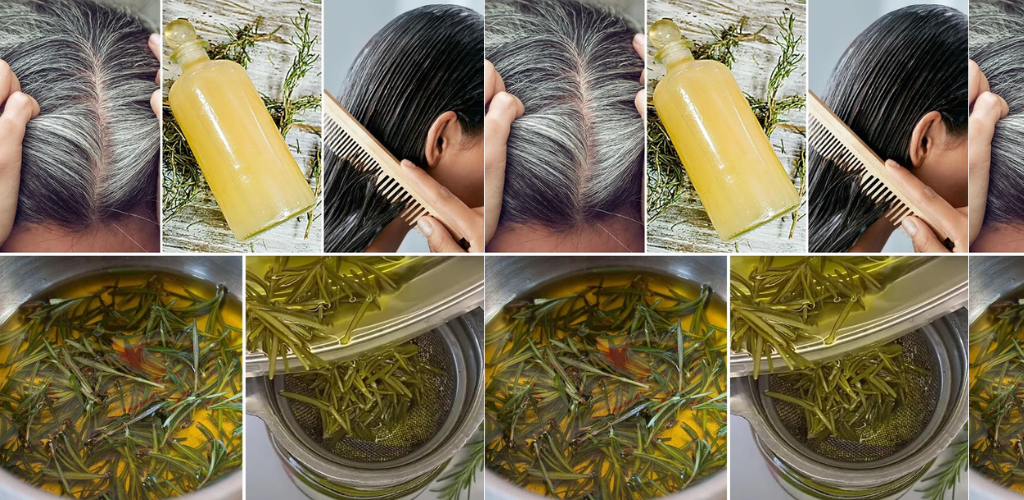 Wie man eine Rosmarinspülung herstellt, um das Haar dunkler zu machen und Haarausfall zu stoppen