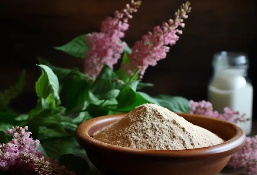 eine Schüssel mit Rumex-Crispus-Mehl