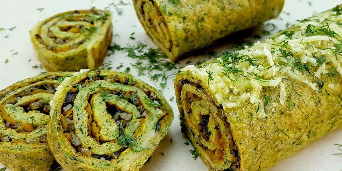 Zucchini-Rolle mit Gemüsefüllung, diätetisch einwandfrei