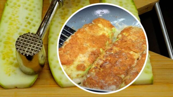 Zucchini, schlagen Sie sie so mit einem Fleischklopfer und kochen Sie sie sofort so: köstlich