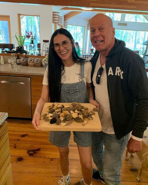 Bruce Willis having a rough time as Demi Moore moves next to him until the very end