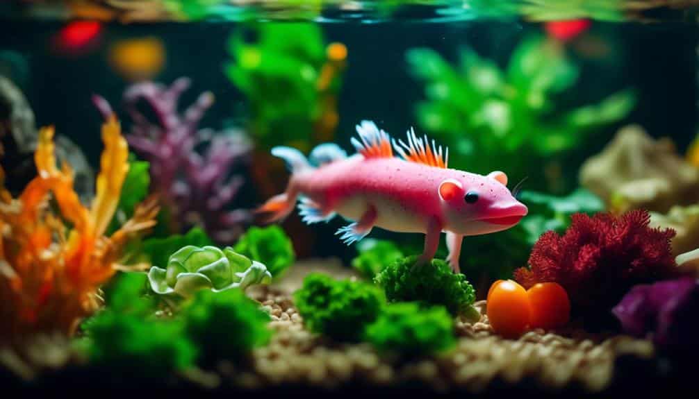 axolotls eating vegetables