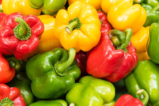 green, yellow, red bell peppers