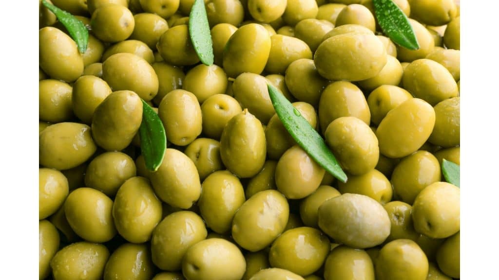 close up of green olives