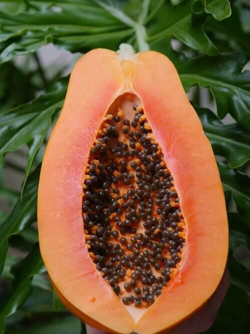 half cut papaya with seeds