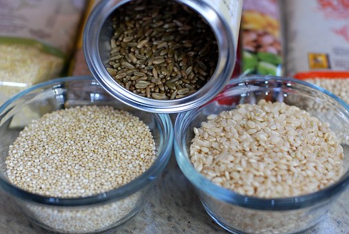 Grains, Brown Rice, Quinoa, Freekeh