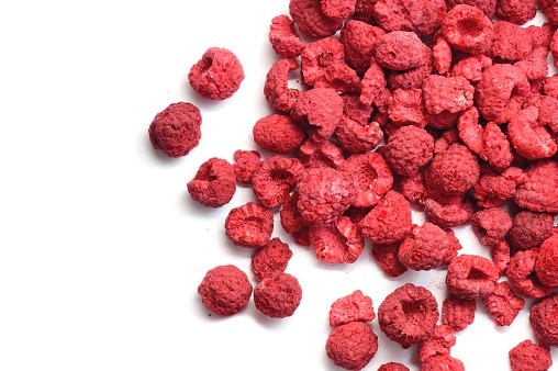 Raspberry dry isolated on white.