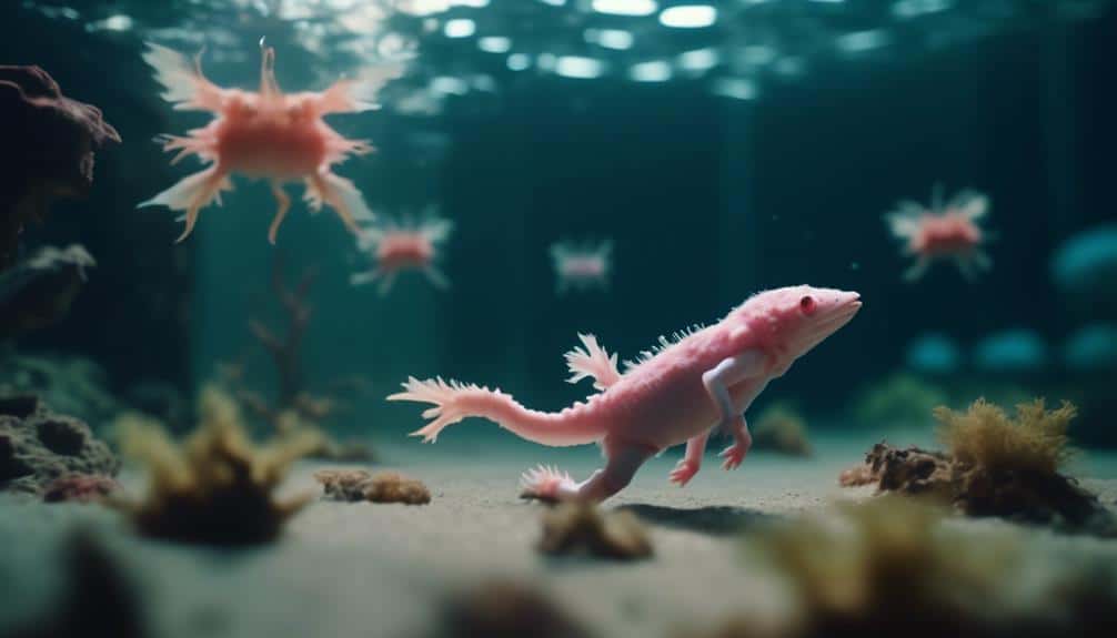 swimming with adorable axolotls