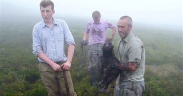 Heroes Emerge From Muddy Pipe With Dog Who’d Gone Missing