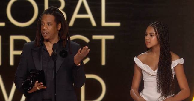 Jay-Z took daughter Blue Ivy with him to collect the award. Credit: CBS